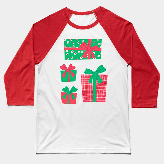 Holiday Gifts Baseball T-Shirt by Jackie Hurd